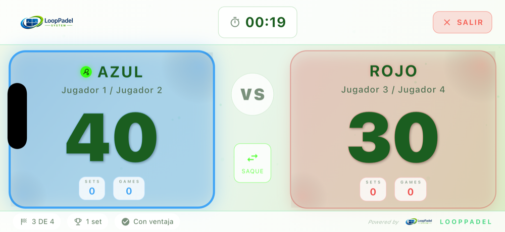 Marcador en vivo de LoopPadel