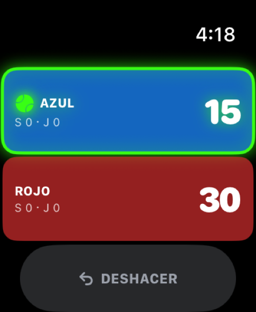 Marcador de LoopPadel en smartwatch