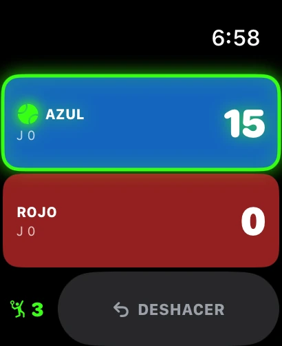 Marcador de LoopPadel en el Apple Watch